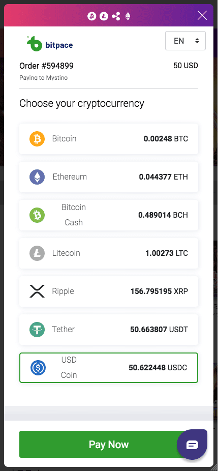 ミスティーノ（Mystino）仮想通貨での入金方法
