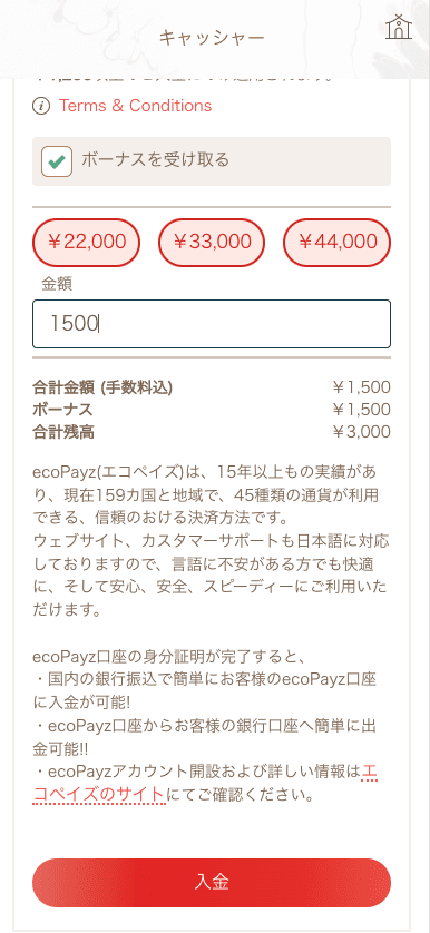 遊雅堂(Yuugado)ecoPayzでの入金方法