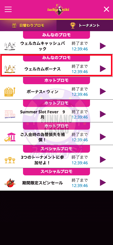 ラッキーニッキー（LuckyNiki） の入金方法について