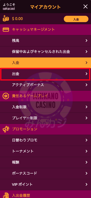 ラッキーニッキー（LuckyNiki） の出金方法について
