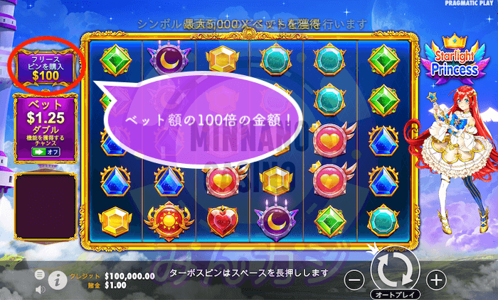 スターライト・プリンセス(Starlight Princess)の遊び方 - フリースピン購入