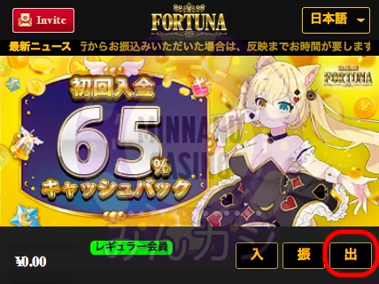 FORTUNAカジノ(フォーチュナーカジノ)出金方法の流れ