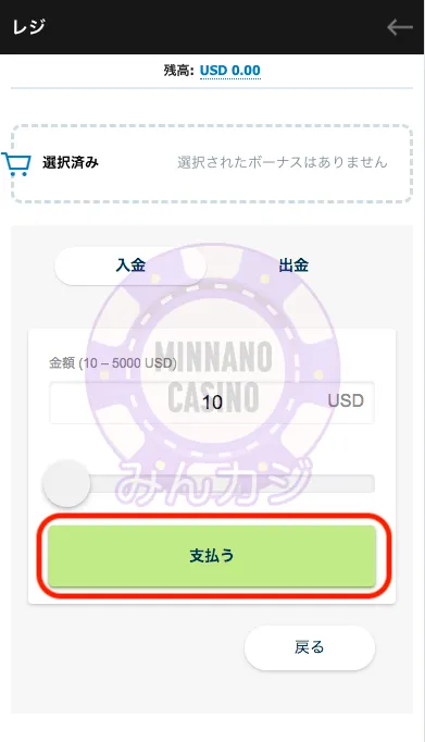 カジノエックス(Casino-X) エコペイズ(ecoPayz)入金の流れ