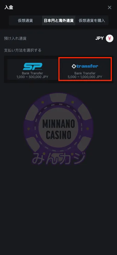 BC.Game（ビーシーゲーム）銀行送金の流れ