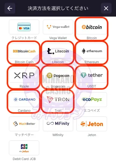 ビットスターズ（BitStarz）仮想通貨の入金方法