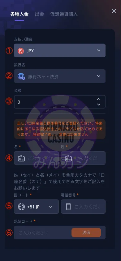 K8（K8カジノ）入出金方法について