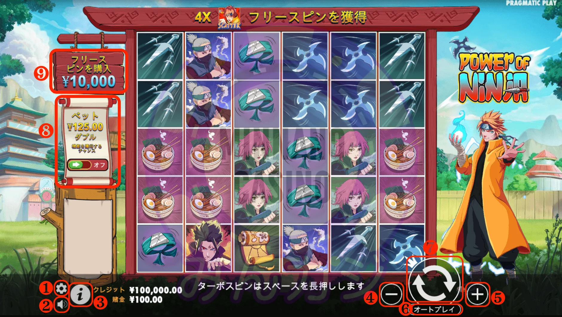 パワー・オブ・ニンジャ(Power of Ninja)の画面説明