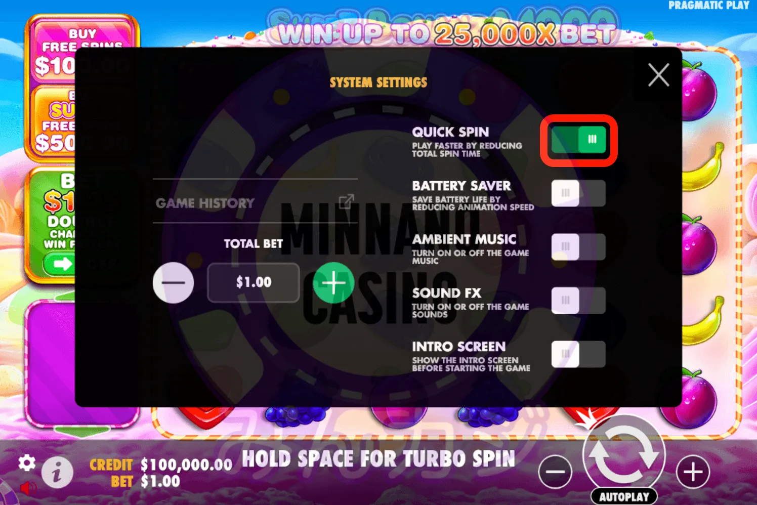 スイートボナンザ1000(Sweet Bonanza 1000)ゲーム設定